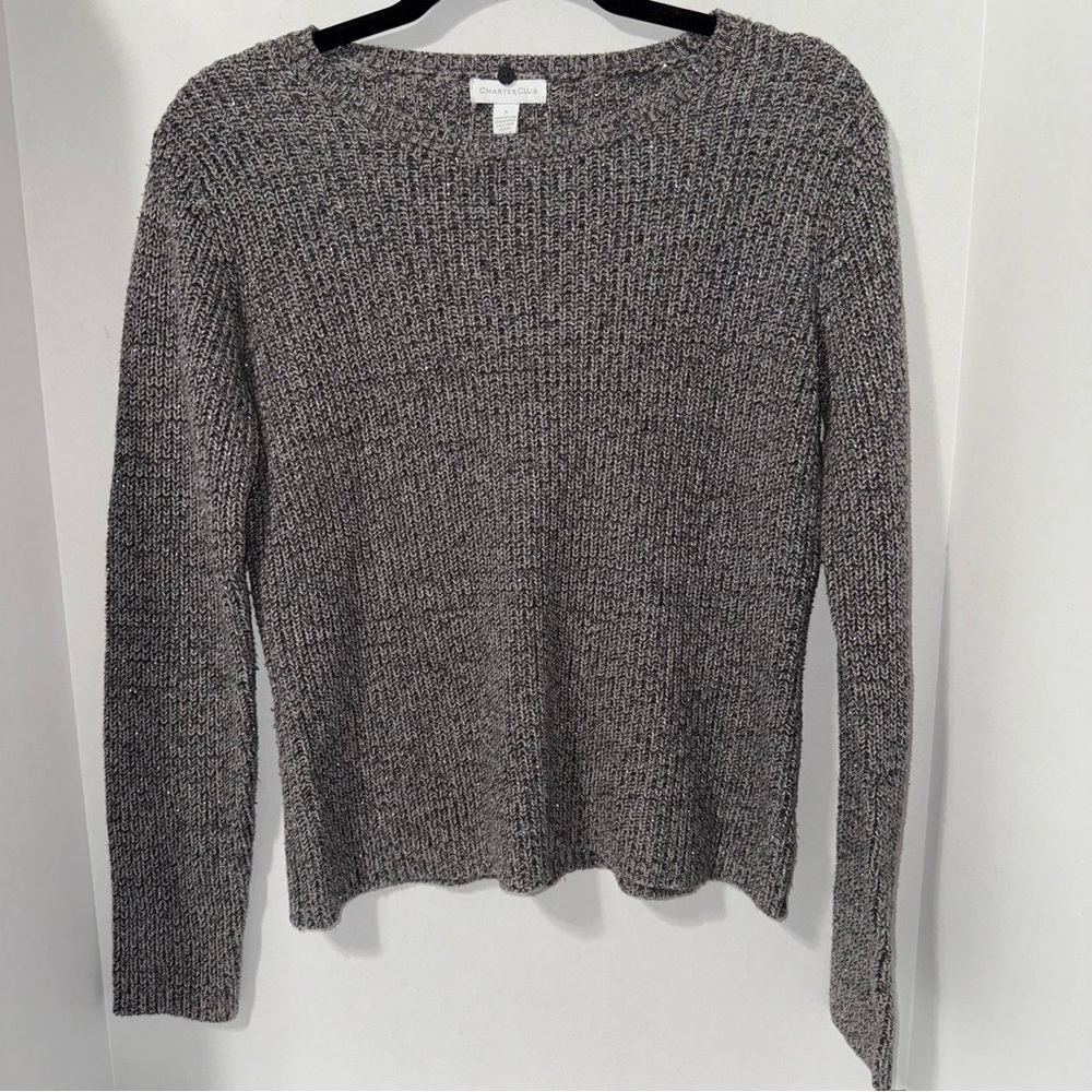 Charter Club Gray Marled Rib Knit Sweater Size Small